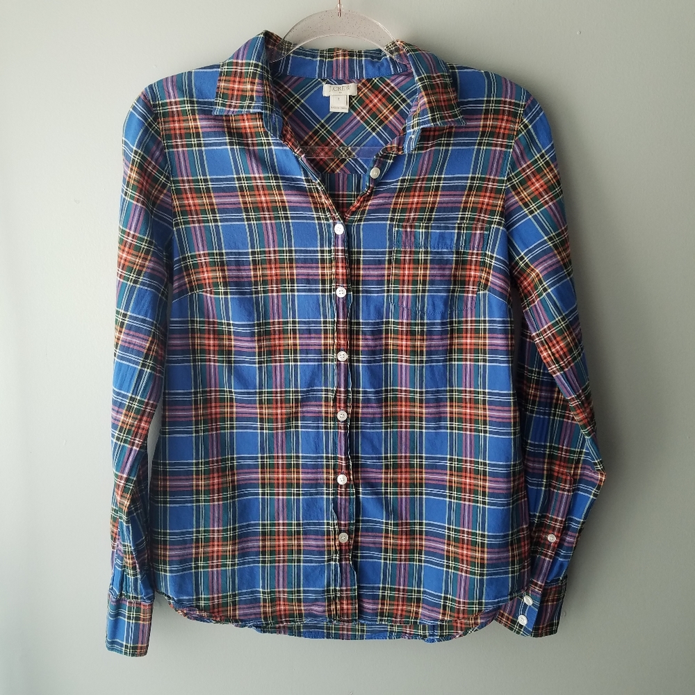 J. Crew Women's Plaid Button Down Shirt Size Small